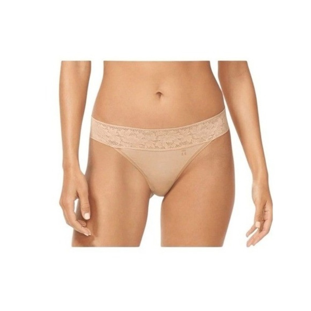 Tommy‎ John Second Skin Lace Waist Thong Panties Maple Sugar Tan